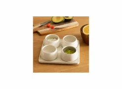 Aperoset Nora 5st Ø21x6,80cm - aardewerk - wit