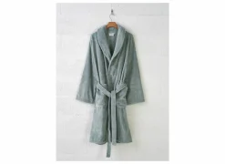Badjas S flanel sea green
