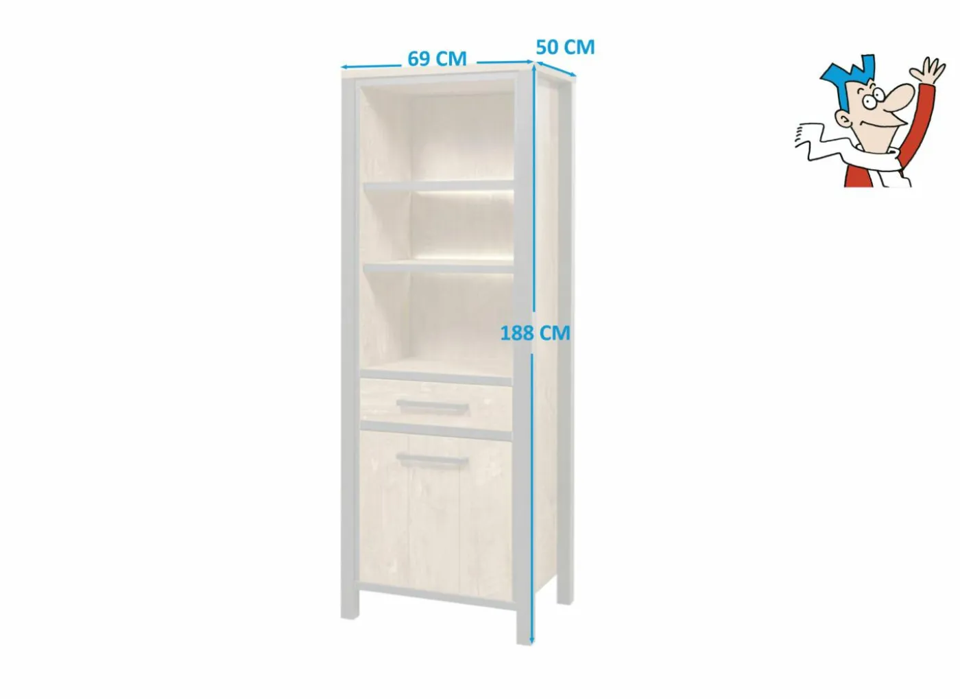 Barkast 69cm - decor - oranje teakhout & matzwart