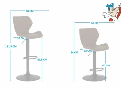 Barstoel Toro ZH58-80cm - lederlook - bruin