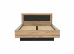 Bed Dalate 160x200cm - decor - kastanje eik & mat zwart met opbergruimte