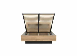 Bed Dalate 160x200cm - decor - kastanje eik & mat zwart met opbergruimte