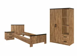 Bed Esra 90x200cm - decor - industrial oak & black concrete