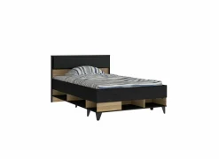 Bed Lya 120x200cm - decor - cabezone oak & mauvella oak met opbergruimte