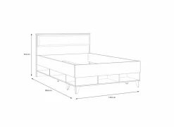 Bed Lya 120x200cm - decor - cabezone oak & mauvella oak met opbergruimte