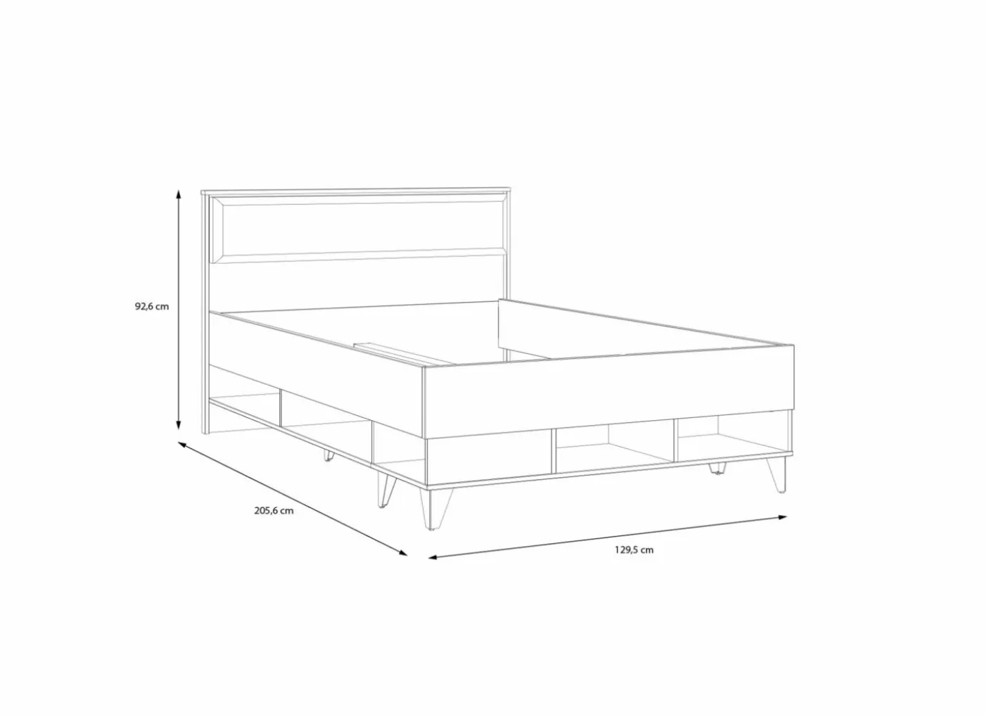 Bed Lya 120x200cm - decor - cabezone oak & mauvella oak met opbergruimte
