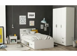 Bed Michigan 90x200cm - decor - wit met opbergruimte