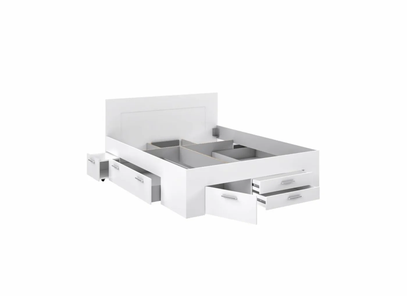 Bed Udine 160x200cm - decor - wit met opbergruimte