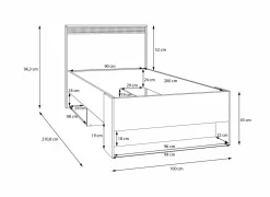 Bed Wexlin 90x200cm - decor - sand & mauvella oak