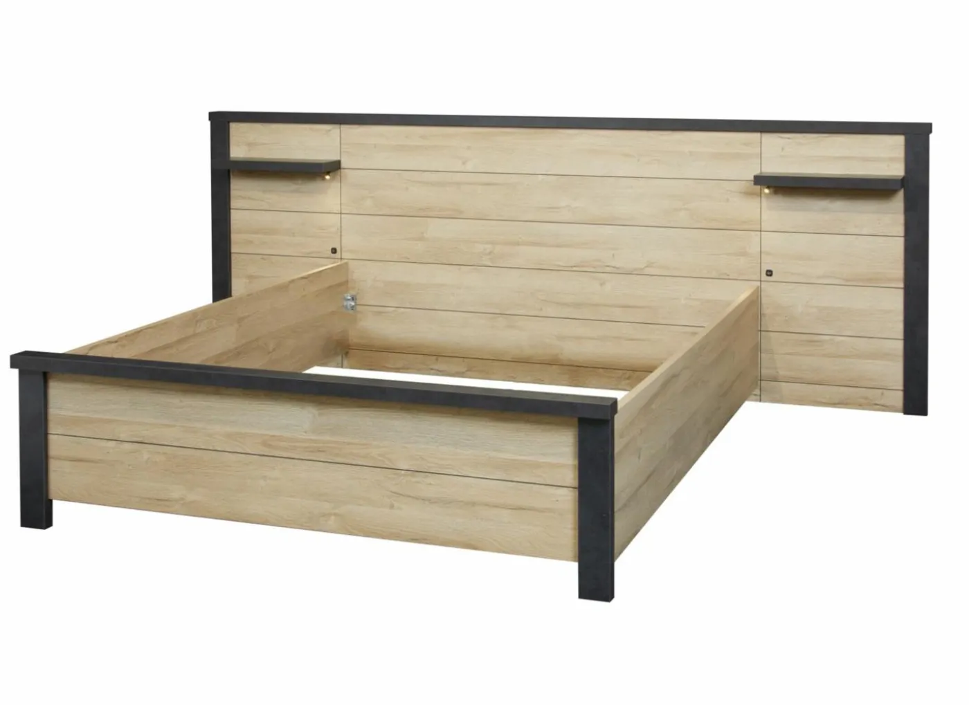 Bed 180x200cm - decor - Franse eik & nox met zijwanden