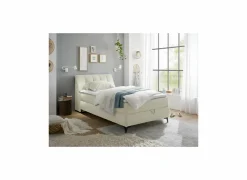 Bedbox Atlantis 120x200cm - stof - ivoor met opbergruimte