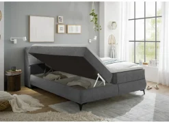 Bedbox Atlantis 180x200cm - stof - donkergrijs met opbergruimte