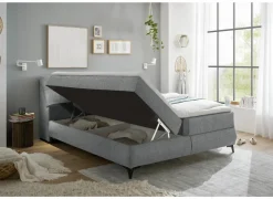 Bedbox Atlantis 180x200cm - stof - grijs met opbergruimte