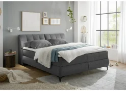 Bedbox Atlantis 160x200cm - stof - antraciet met opbergruimte