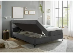 Bedbox Atlantis 180x200cm - stof - antraciet met opbergruimte