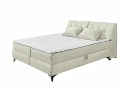 Bedbox Atlantis 180x200cm - stof - ivoor met opbergruimte