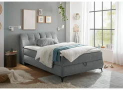 Bedbox Atlantis 140x200cm - stof - grijs met opbergruimte