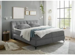 Bedbox Atlantis 160x200cm - stof - donkergrijs met opbergruimte