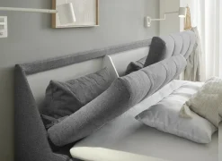 Bedbox Atlantis 160x200cm - stof - donkergrijs met opbergruimte