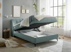 Bedbox Atlantis 140x200cm - stof - munt met opbergruimte