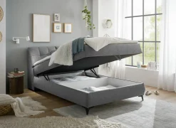 Bedbox Atlantis 140x200cm - stof - donkergrijs met opbergruimte