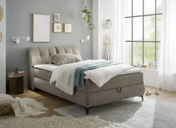 Bedbox Atlantis 140x200cm - stof - zand met opbergruimte