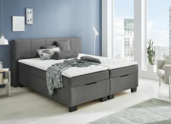 Bedbox BX1620 160x200cm - stof - antraciet met opbergruimte