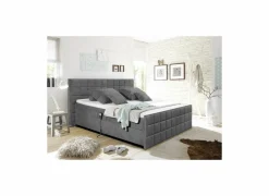 Bedbox Gabun 180x200cm - stof - antraciet elektrisch