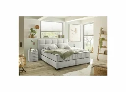 Bedbox Nagol A 160x200cm - stof - beige met opbergruimte