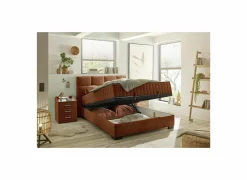 Bedbox Nagol A 140x200cm - stof - cognac met opbergruimte