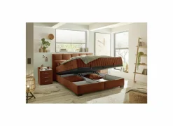 Bedbox Nagol A 180x200cm - stof - cognac met opbergruimte