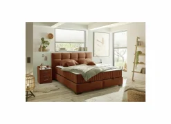 Bedbox Nagol A 160x200cm - stof - cognac met opbergruimte