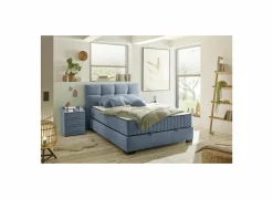 Bedbox Nagol A 140x200cm - stof - blauw met opbergruimte