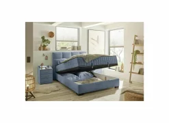 Bedbox Nagol A 140x200cm - stof - blauw met opbergruimte