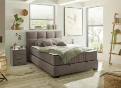 Bedbox Nagol A 120x200cm - stof - stone met opbergruimte