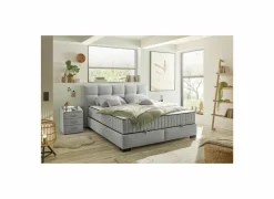 Bedbox Nagol A 160x200cm - stof - zilver met opbergruimte
