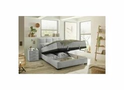 Bedbox Nagol A 140x200cm - stof - zilver met opbergruimte