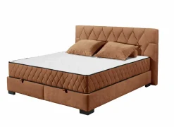 Bedbox Nagol B 180x200cm - stof - cognac met opbergruimte