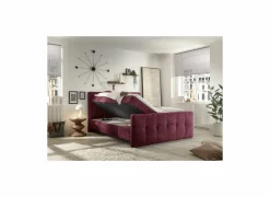 Bedbox Valetta 180x200cm - stof - bordeaux met opbergruimte