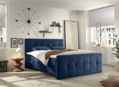 Bedbox Valetta 180x200cm - stof - blauw met opbergruimte