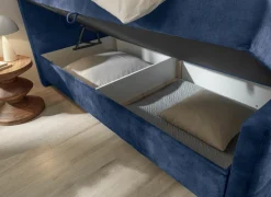 Bedbox Valetta 160x200cm - stof - blauw met opbergruimte