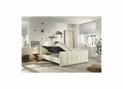 Bedbox Valetta 180x200cm - stof - crème met opbergruimte