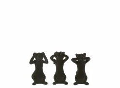 Beeldje Kat Horen Zien Zwijgen H14cm