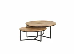 Bijzettafel Andromeda 70x90cm - hout massief - bruin - set van 2