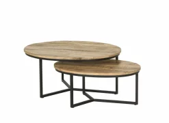 Bijzettafel Andromeda 70x90cm - hout massief - bruin - set van 2