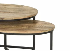 Bijzettafel Andromeda 70x90cm - hout massief - bruin - set van 2