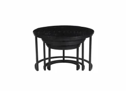 Bijzettafel Celeste Ø70cm - mango massief - zwart - set van 3
