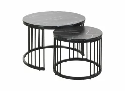 Bijzettafel Ø70cm - decor - zwart set van 2