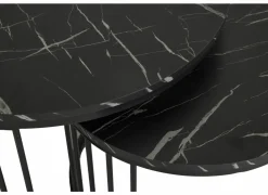 Bijzettafel Ø70cm - decor - zwart set van 2