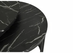 Bijzettafel Ø70cm - decor - zwart set van 2